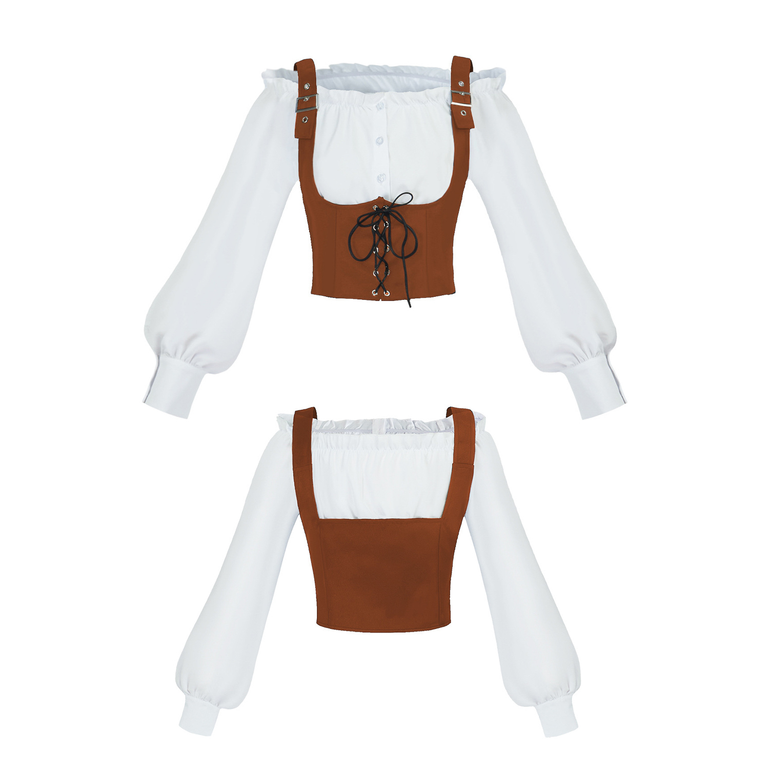 Blouses - Rönesans Tarzı İki Parçalı Kostüm Seti,