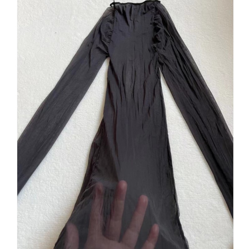 Sexy Mesh Sheer Bodycon Dress - Şeffaf Pürüzsüz Seksi Bodystockings Streç Dikişsiz