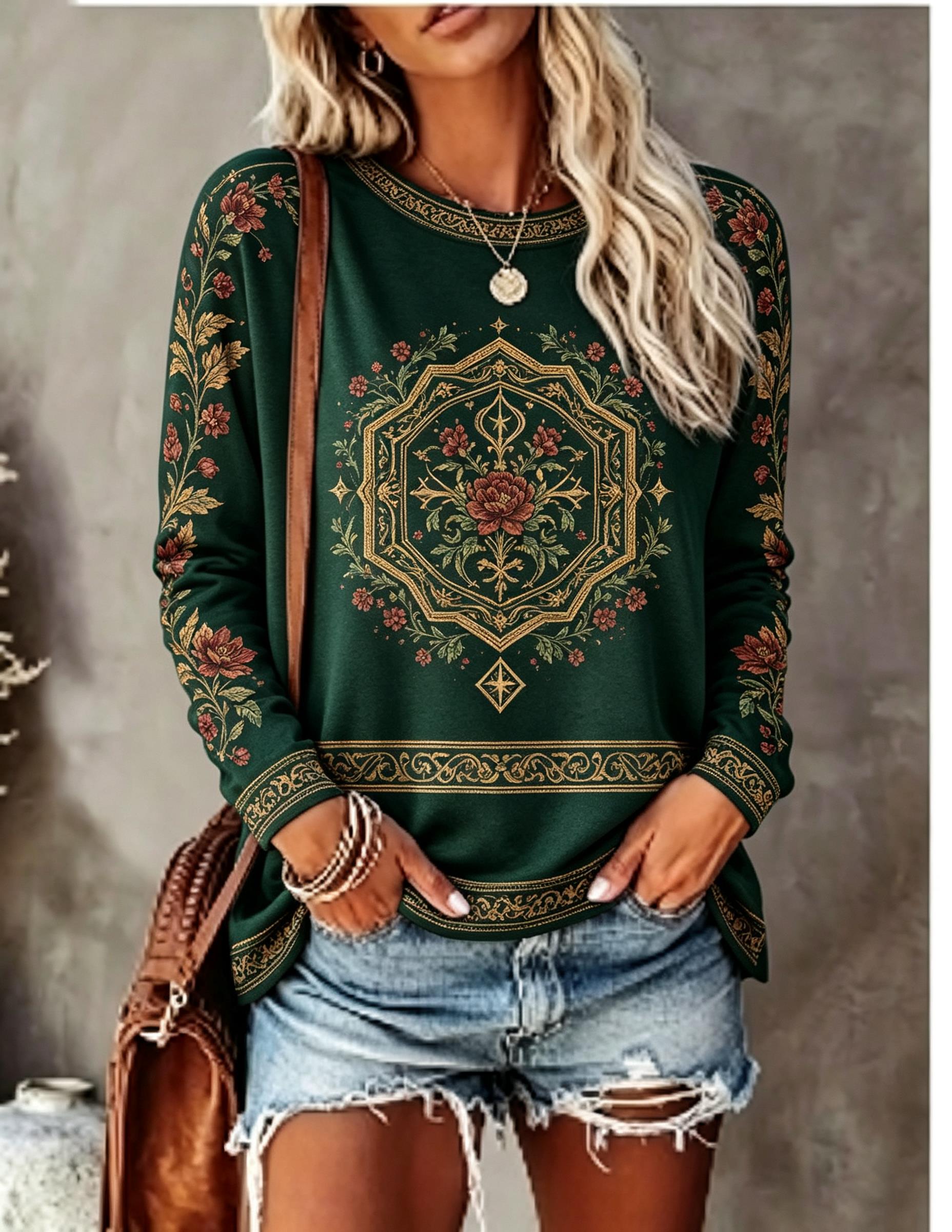 Kadın Bisiklet Yaka Uzun Kollu - Blouses incelemesi ve fiyatı