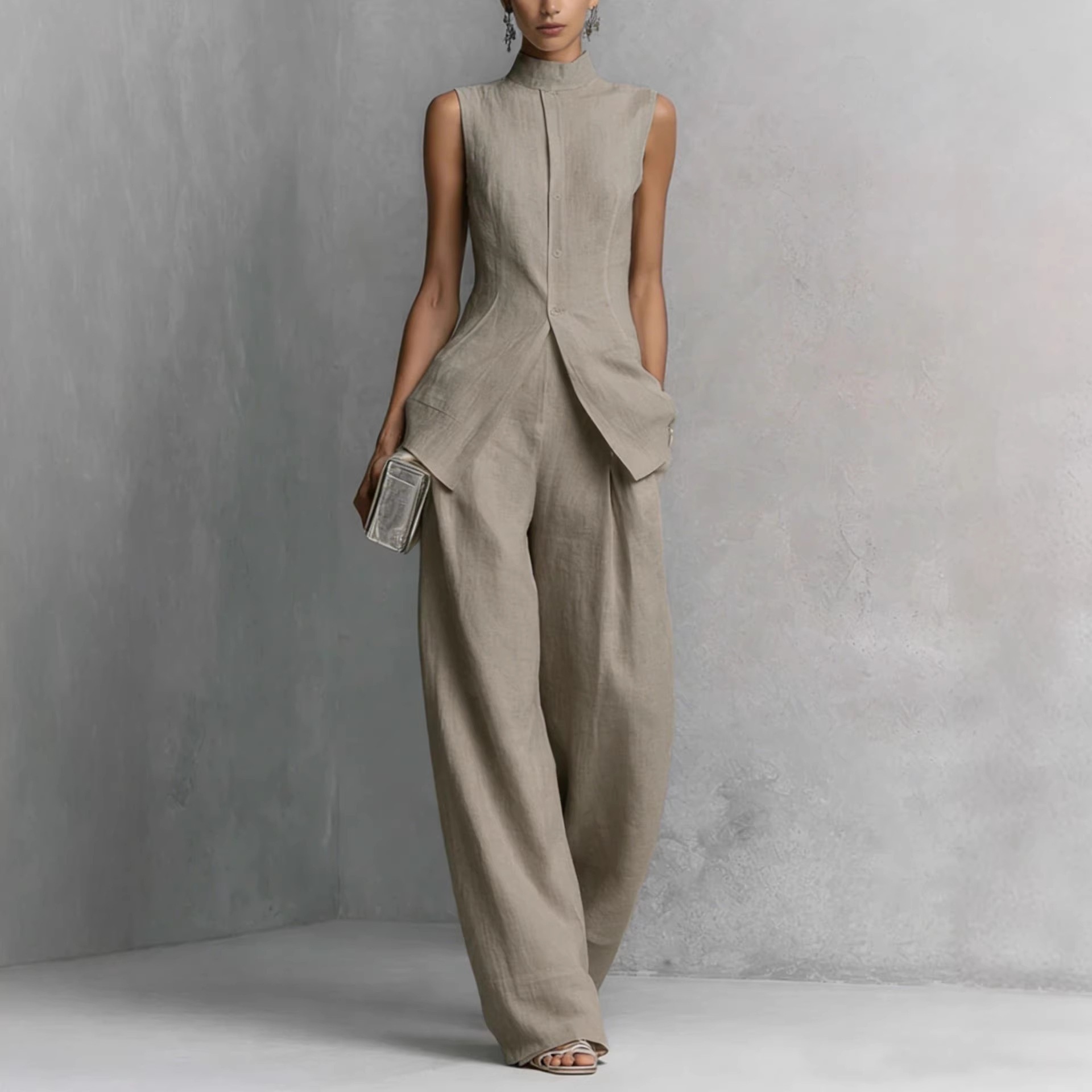 2026 Katlanmış Pamuklu Keten G - Casual Loose Linen Shirt Dress incelemesi ve fiyatı