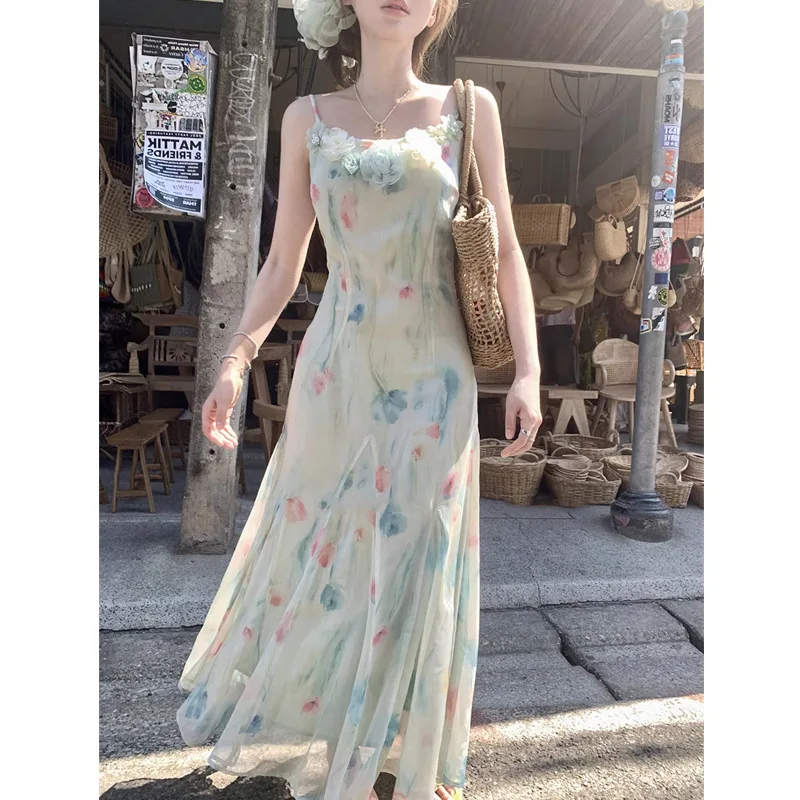 Kawaii Tatlı Y2k Japon Midi El - French Vintage Floral Midi Dress incelemesi ve fiyatı