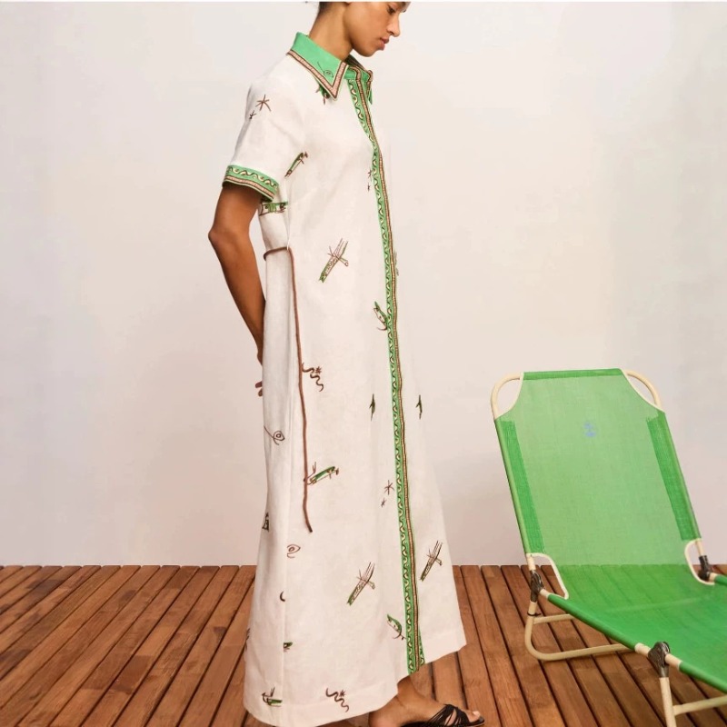 2026 Sonbahar Yeni Orijinal Ka - Casual Loose Linen Shirt Dress incelemesi ve fiyatı